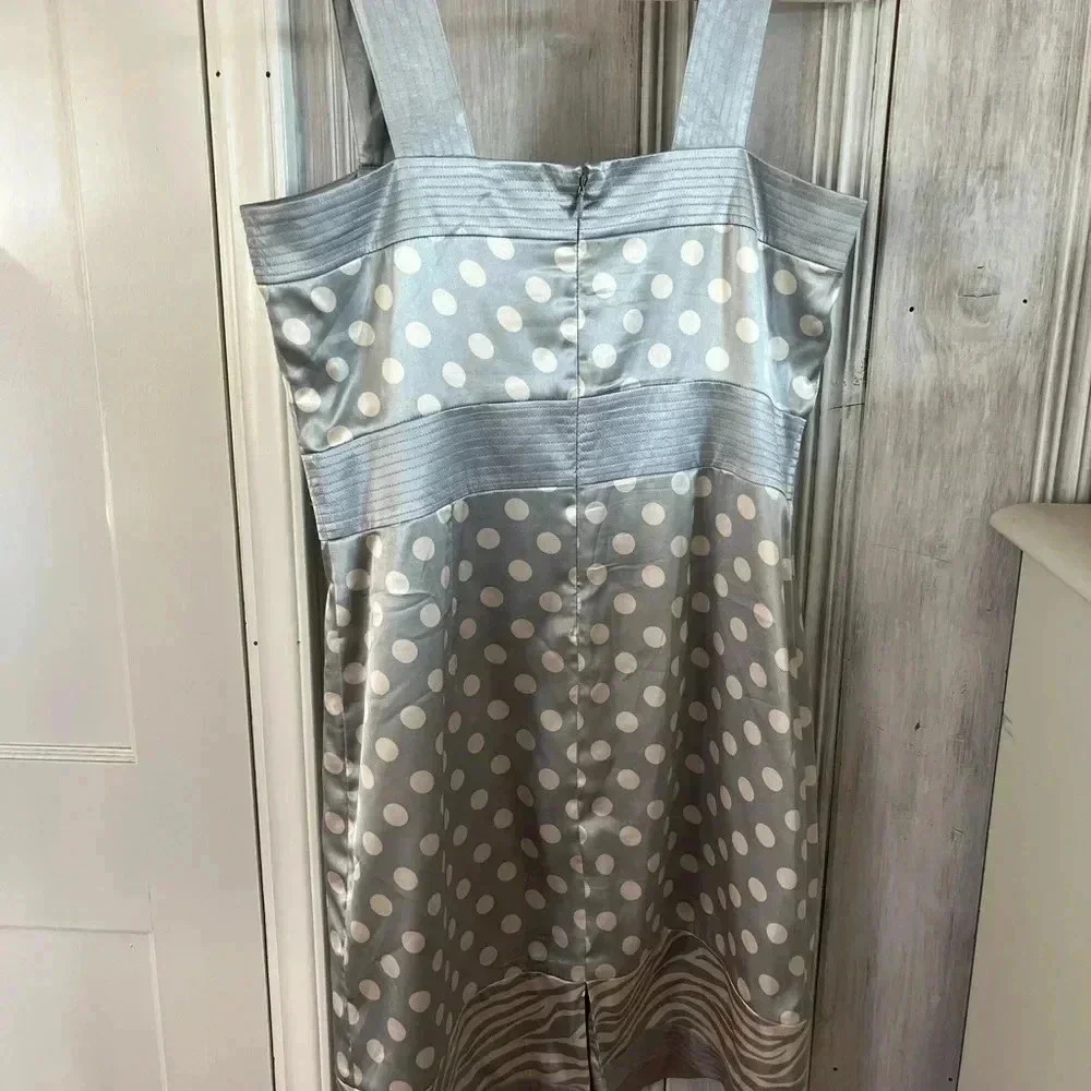 BCBG blue white polkadot zebra Y2K babydoll short Party Dress|L WHIMSIGOTH 2000s - Picture 5 of 10
